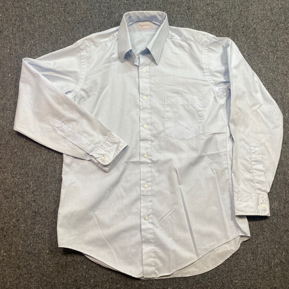 Oscar de la Renta Button Down Shirt Sz 15.5 Mens Light Blue Business Logo Pocket
